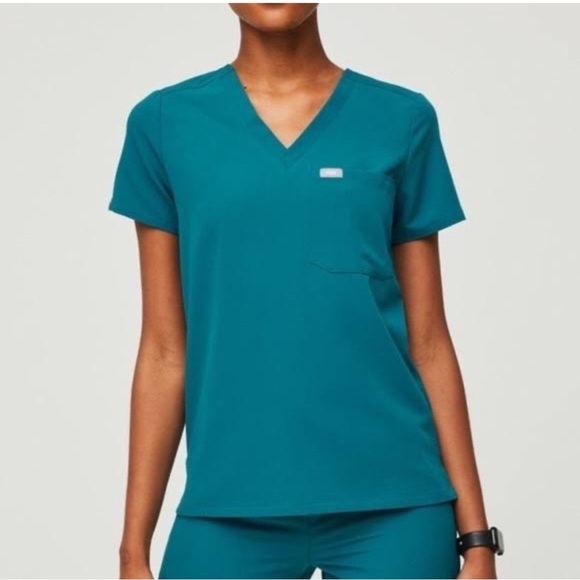 Figs Tops - Figs Pacific Blue Catarina One Pocket Scrub Top Size XL NWT